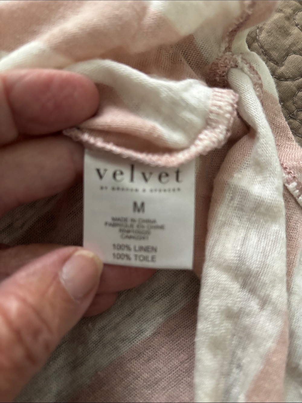 VELVET Pink Blush Striped Linen Tee - Picture 3 of 3